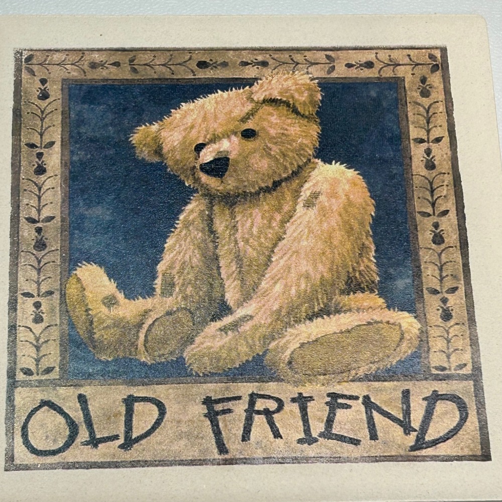 Highland Graphics Old Friend Teddy Bear Absorbent Tile Coaster Set 4pc Cork Back